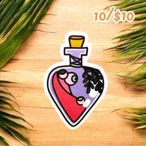 Love Potion Bottle Sticker – Bold Purple & Red Design (Approx. 2.5”)